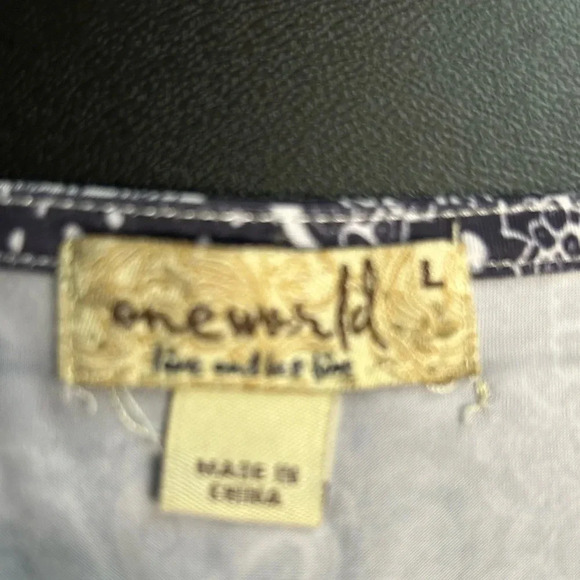 One World Bat Wing Bohemian Embellished Top Women’s Large Lace Flutter Sleeve - Picture 14 of 16